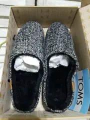 Toms Womens Slippers Size 12 Black White Sweater Knit Flat Mules Shoes 10010877