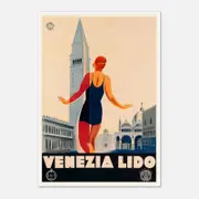 Galrie Venezia Lido Italy Vintage Travel Poster - Perfect Wall Art for Home or Office, Poster Only, A1 60 x 84cm (23 x 33inch)