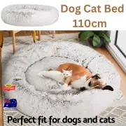 i.Pet Pet Bed Dog Cat 110cm Calming Extra Large Soft Plush Comfort Whitish