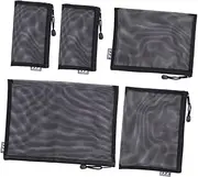 TEHAUX 5pcs Office Document Bag Set Mesh File Folders Portable Pencil Pouch Zipper Bag A4 A5 Sizes