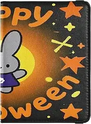 [Amooorous] Happy Halloween Cartoon Cute Rabbit Leather decorative travel wallet womens passport holder Travel Documents Organizer Protector Cute Passport Book Waterproof, Happy Halloween cartoon cute rabbit, 1