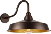 Gooseneck Barn Light Outdoor, 16 Inch Dome Large Farmhouse Exterior Light Fixtur