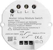 Matter WiFi Smart Inline Module Switch 2 Gang Relay Breaker Support HomeKit Siri Google Home Smartthings App Control