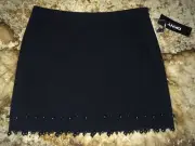 DKNY Black Beaded Hemline Mini Short Pencil Skirt NEW $255 NWT Womens Size 6