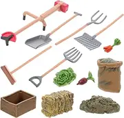 Hohopeti 13Pcs Miniature Farm Tools Farm Implements for Role Play Cognitive Learning Table Play