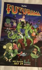 2024 SDCC COMIC CON EXCLUSIVE FOX HULU POSTER FUTURAMA BENDER FRY LEELA