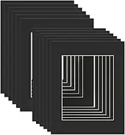 ZBEIVAN 11x14 Black Picture Mats with White Core Bevel Cut Frame Mattes for 8x10 Pictures - Pack of 12