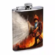 Firefighter D16 Flask 8oz Stainless Steel Hip Drinking Whiskey