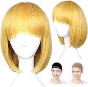 CaseEden Cosplay Wig, Attack on Titan Armin Arlert, Hunter Hunter, Krapica, Short, Blonde, Gold, Blonde, White Merce, Wig Net, Set of 2