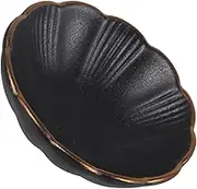 ABOOFAN 1pc Black Ceramic Seasoning Sauce Plate with Gold Rim Little Appetizer Container for Western Tableware for Dipping Condiments and Snacks for Family School and Travel