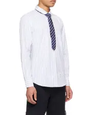 Thom Browne Striped Long-Sleeved Buttoned Shirt 0,2 light blue