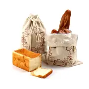 2x Reusable Linen Drawstring Bag for Homemade Bread Fruit Vegetable Food Storage