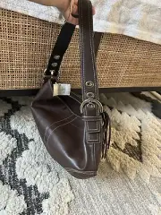 NEW TAGS COACH Vintage Full Leather tote Shoulder bag Purse, Brown Tassel Y2K