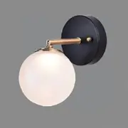 Vencha Franco Modern Metal Sphere Mounted 1 Light Wall Light - Black & Gold / Opal
