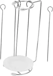 1Set Stainless Steel BBQ Skewer Rack Portable Skewer Holder for Kebab Kabob Easy to Clean BBQ Stand for Outdoor Grilling Camping Picnics and Parties