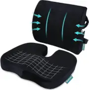 Orthopedic seat cushion and backrest; Lumbar support pad Office chair Memory foam car seat cushion pillow