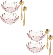 4 Sets Massage Oil Bowl Freshener Salon Skincare Bowl Bowl Clear Facial Bowls Esthetician Kerosene Facial Bowl for Skincare Lids Cup Diffuser Spa Oil Bowl Metal Pink