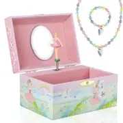Kids Musical Jewelry Box for Girls- Glitter Storage Box and pink Ballet shoes
