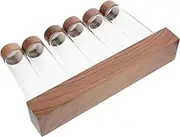 MUCKLILY Organize Your Kitchen This 6-container Coffee Bean Storage Stand Glass Bottles Airtight Lids Wooden Base