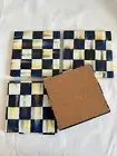 Designer Inspired Hand Painted White & Blue Ceramic Coasters [bin 7]