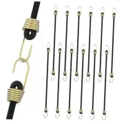 12-Pack Mini Bungee Cords with Hooks 10 Inch Black Elastic Rope Rubber 12 pack