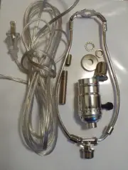 Table Lamp Wiring Kit 7" Nickel Plated Harp - 3 Way Socket - Clear Silver Cord