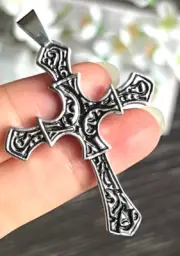 Silver Celtic Style Cross Pendant with 18" Sterling Silver Snake Chain