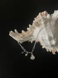 在飛比找樂天市場購物網優惠-韓國銀飾貝殼珍珠水晶甜美可愛精致飾品通體純銀百搭高級感手鏈