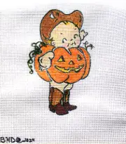Needlepoint Canvas Hand Painted 18 mesh Pumpkin Baby Kewpie Style Was $42