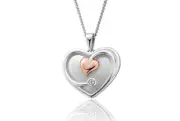 Clogau Welsh Gold Tree of Life White Topaz Heart Pendant - 3STLDP