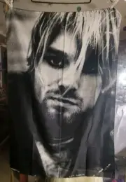 Vintage 1995 NIRVANA - KURT COBAIN Silk Flag Fabric Poster 1080mm X 720mm