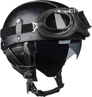 Vintage Helmets, Motorcycle Helmets, Leather Motorcycle Helmets, Vintage Half Face Helmets, Helmets with Goggles, Retro Motorcycle Helmets, Leather Motorcycle Helmets for Adults Men Women