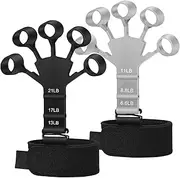 2Pcs Finger Strengtheners, Hand Grip Strength Trainer, 6 Resistant Level Finger Exerciser, Hand Grip Strengthener for Strength Trainin(6.6LB, 8.8LB, 11LB, Black 13LB, 17LB, 21LB)