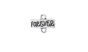 5 Forever Word Charms Connector Antiqued Silver Link Pendants Inspirational