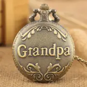 Bronze Quartz Pocket Watch and Chain Full Hunter Fob Watches Gifts for Women Men