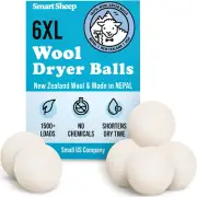 Wool Dryer Balls - 6-Pack - XL Premium Natural Fabric Softener Award-Winning - W