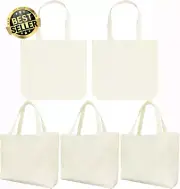 5PCS Reusable Canvas Tote Bags, Large Washable Grocery & Craft DIY Bags