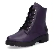 Rieker Z2841-30 Womens Purple Leather Warm Lining Casual Lace Zip Boots.