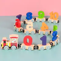 在飛比找蝦皮購物優惠-質磁性數字小火車 三歲幼兒童男女孩木頭字母拼裝 拖拉積木玩具