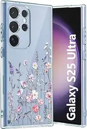 [Ciciber] Case for Samsung Galaxy S25 Ultra, Transparent Mobile Phone Case for Samsung S25, Ultra Thin Girl Pattern, Shockproof Protective Case, Galaxy S25 Ultra Case, TPU Cover with Flower Bush Motif
