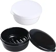 TITATI Soap Holder Travel Case Round Soap Dishes Shampoo Bar Container for Bar Soap, Soap Box for Travel Shower Gym Bathroom (Black + White)