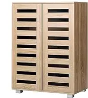 ALFORDSON Shoe Cabinet 21 Pairs Shoes Storage Rack Adjustable Cabinets Organiser Drawer Shelf with Slatted Doors, Wooden Home Furniture for Living Room, Entryway, Hallway, 86cm Wood