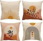Terracotta Bohemian Pillow Covers 18X18 Set of 4, Geometric Abstract Decorative