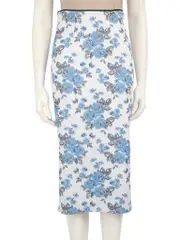 Cavalli Class Blue Floral Midi Straight Skirt