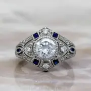 Art Deco Antique 2.40 Ct White Diamond Vintage Wedding Ring 925 Sterling Silver