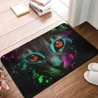 Bath Mat Colorful Splashes Cat Face Doormat Flannel Balcony Rug Home Decoration