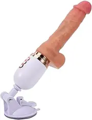 Realistic Thrusting Dildo Vibrator with Handle and Sucker, Telescopic Vibrating for G-spot Stimulation, Automatic Dildo Machine Sex Toy for Woman with Sucker
