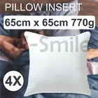 4x European Memory Resistant Cushion Pillow Inserts Polyester Filling 65 x 65cm