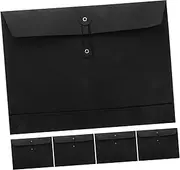 Veemoon A4 Kraft Paper File Envelopes Black Card Document Holder Button Closure for Mailing Storage