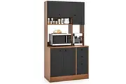 Costway 4-Door Storage Cabinet 3 Drawers Kitchen Cupboard Adjustable Shelve Living Room